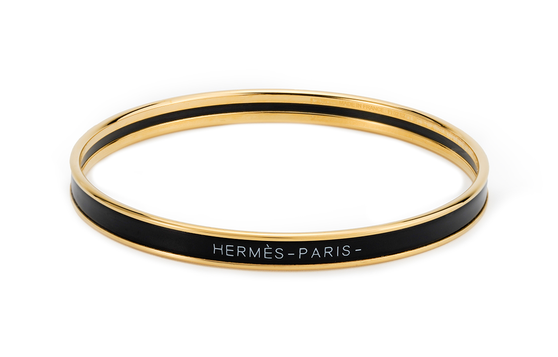 Order HERMES Pulsera de Esmalte Negra Unisex con Diseño de Logo de Letras. H240001F-0165
