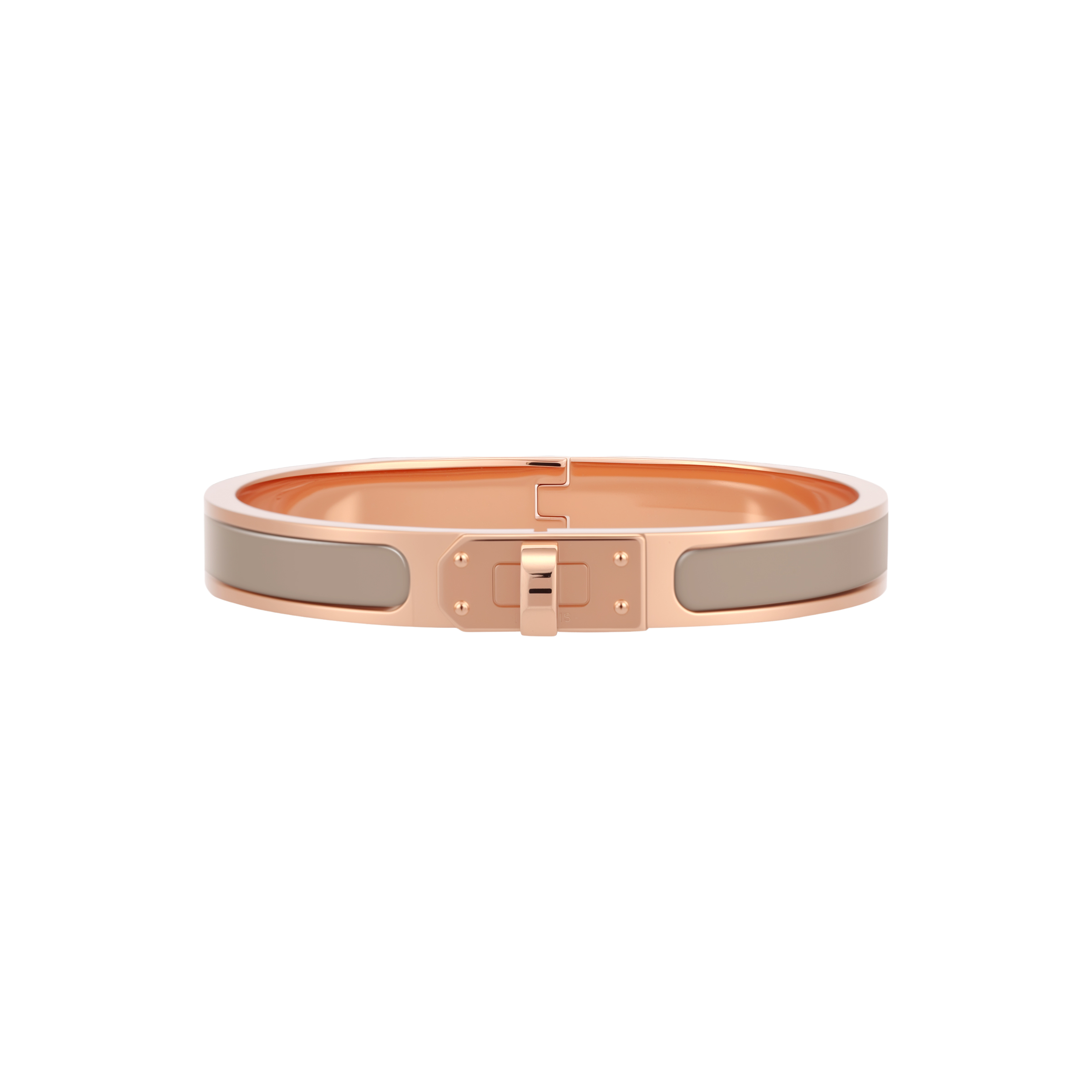 HERMES Enamel Bracelet Rose Gold Unisex Couple Design with Contrasting Colors H200004FO19