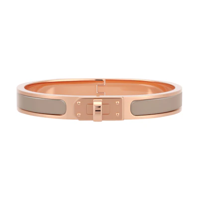 HERMES Enamel Bracelet Rose Gold Unisex Couple Design with Contrasting Colors H200004FO19