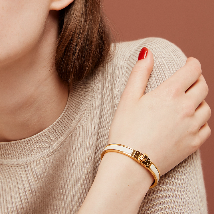 HERMES Enamel Bracelet Rose Gold Unisex Couple Design with Contrasting Colors H200004FO19 圖 4