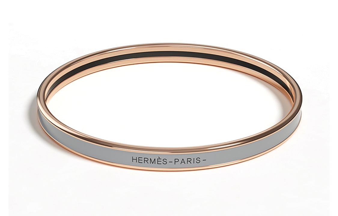HERMES Enamel Bracelet Rose Gold Unisex with Logo Design for Couples. H240001FO4G62