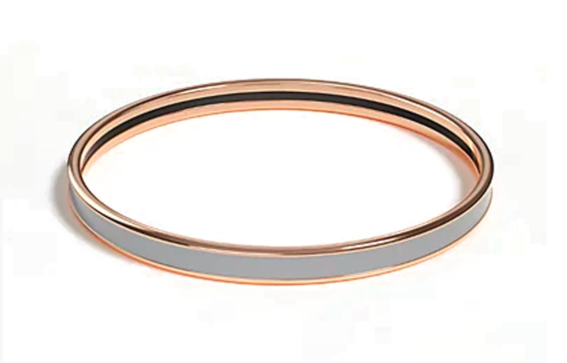 Lookbook Gelang Enamel HERMES Emas Rose Unisex dengan Rekaan Logo untuk Pasangan. H240001FO4G62