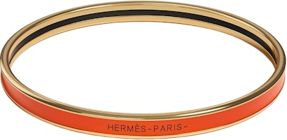 HERMES Enamel Bracelet Unisex Orange with Engraved Letter Design. H240001F-8A HERMES Enamel Bracelet Unisex Orange with Engraved Letter Design. H240001F-8A