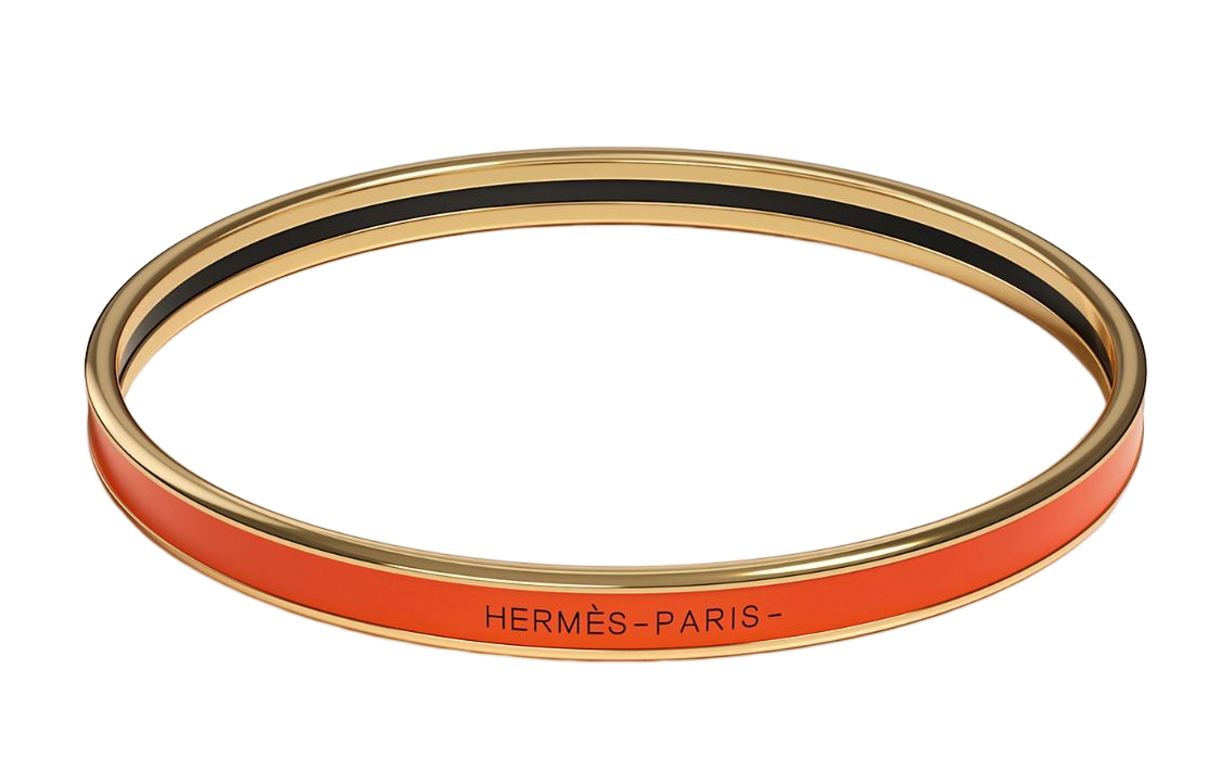 Order HERMES Gelang Enamel Unisex Jingga dengan Rekaan Huruf Terukir. H240001F-8A