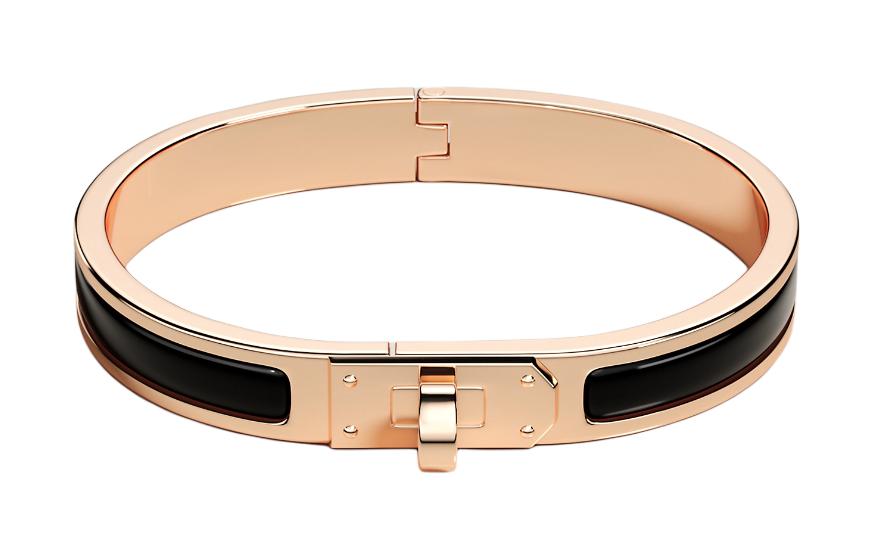 Order 爱马仕硬件装饰黑色搪瓷手镯情侣款经典设计 H20004FO85pm