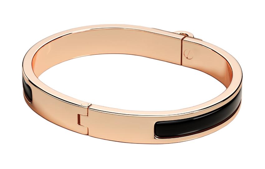 Lookbook 爱马仕硬件装饰黑色搪瓷手镯情侣款经典设计 H20004FO85pm