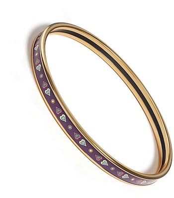 에르메스 에나멜 골드 도금 팔찌 퍼플 유니섹스 커플 디자인. H244414F J462 Lookbook 에르메스 에나멜 골드 도금 팔찌 퍼플 유니섹스 커플 디자인. H244414F J462