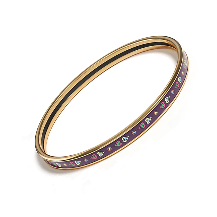 Shop 에르메스 에나멜 골드 도금 팔찌 퍼플 유니섹스 커플 디자인. H244414F J462