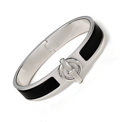 HERMES Enamel Palladium-Plated Logo Design Silver Bracelet for Men 104089148 Shop HERMES Enamel Palladium-Plated Logo Design Silver Bracelet for Men 104089148