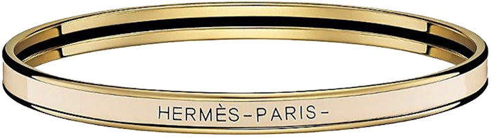HERMES Enamel Slim Bracelet Beige Unisex Couple Style. H240001F-4P HERMES Enamel Slim Bracelet Beige Unisex Couple Style. H240001F-4P
