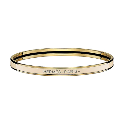 HERMES Enamel Slim Bracelet Beige Unisex Couple Style. H240001F-4P