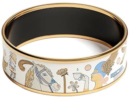 HERMES Enamel Wide Bracelet Unisex Couple's Style Multi-color Two-Person Tea Design H110002F F270 HERMES Enamel Wide Bracelet Unisex Couple's Style Multi-color Two-Person Tea Design H110002F F270