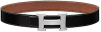 Lookbook HERMES Cinturón Piel Epsom Negro/Marrón con Hebilla Plata Mate 32cm H064544CB86-H073967CAAA
