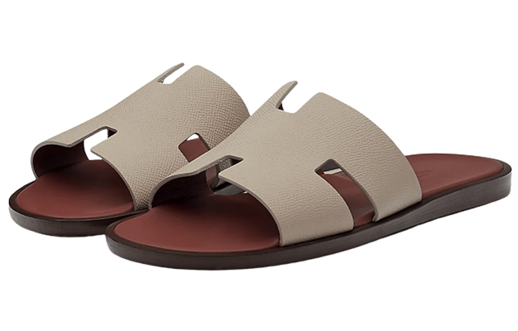 HERMES Epsom Calfskin Sandals 'Light Brown'