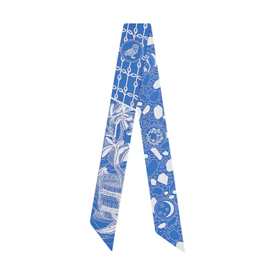 HERMES Equestrian Dance Silk Scarf Blue White H063593S-04