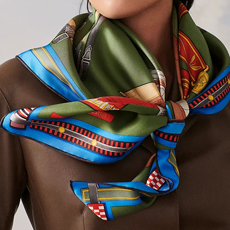 HERMES Equestrian Key Scarf Green Unisex Couples Edition. H004039s-06 圖 3