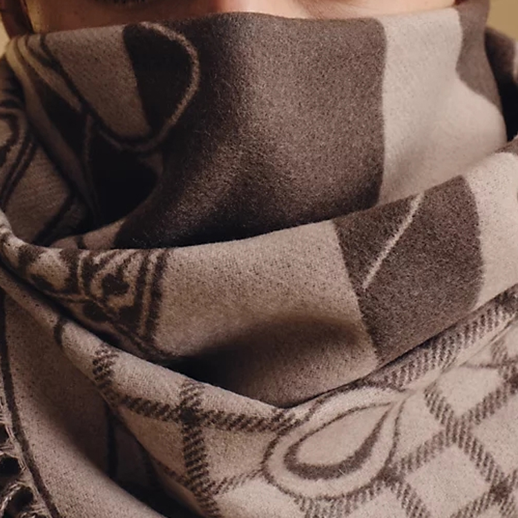 HERMES Equestrian Knit Design Scarf Unisex Couple Style in Gray. H394800T 02 圖 3