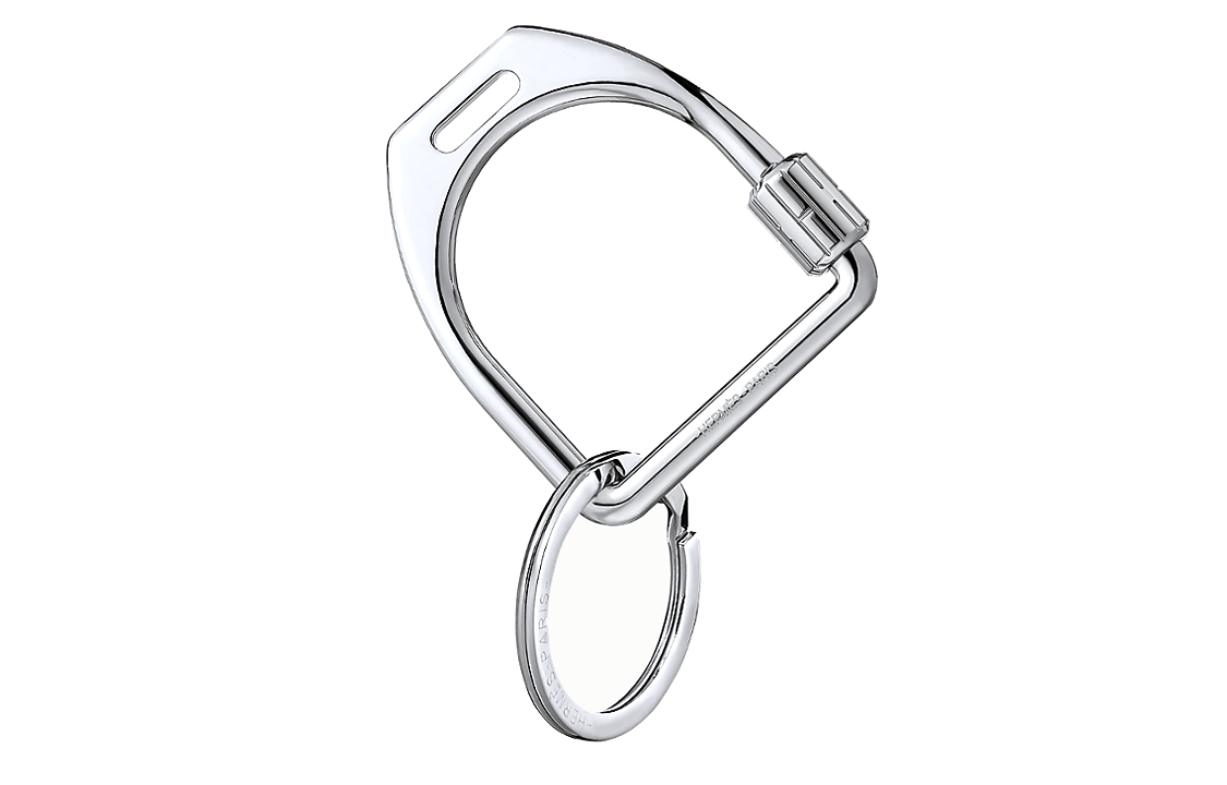 HERMES Etrier Engraved Logo Keychain Unisex Couple's Silver H077215FJ00 圖 2