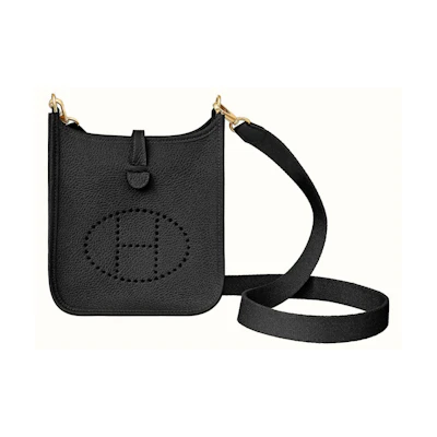 Hermes Evelyne Amazone Clemence Gold 16 Mini/TPM Noir