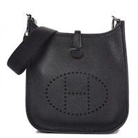 Hermes Evelyne Taurillon Clemence Amazone Strap Palladium TPM Noir Hermes Evelyne Taurillon Clemence Amazone Strap Palladium TPM Noir