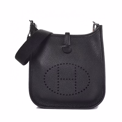 Hermes Evelyne Taurillon Clemence Amazone Strap Palladium TPM Noir