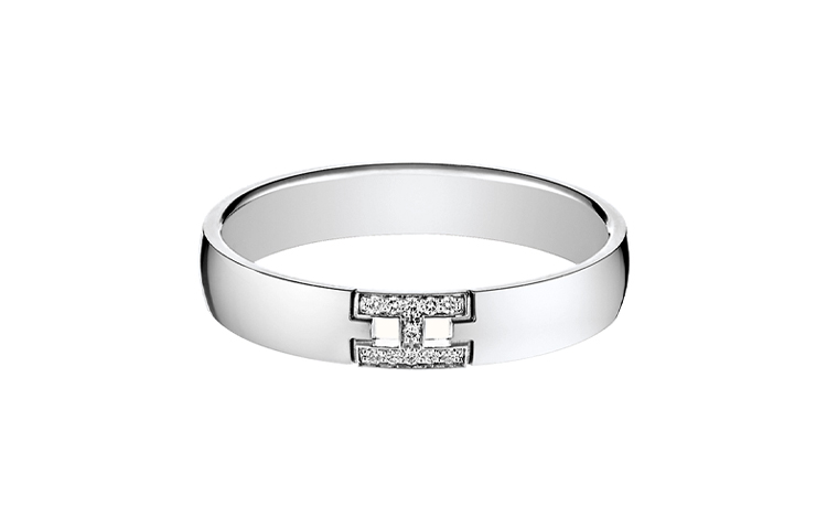 Order HERMES Ever Herakles H Letter Diamond 18K White Gold Unisex Couples Ring H119853B-000