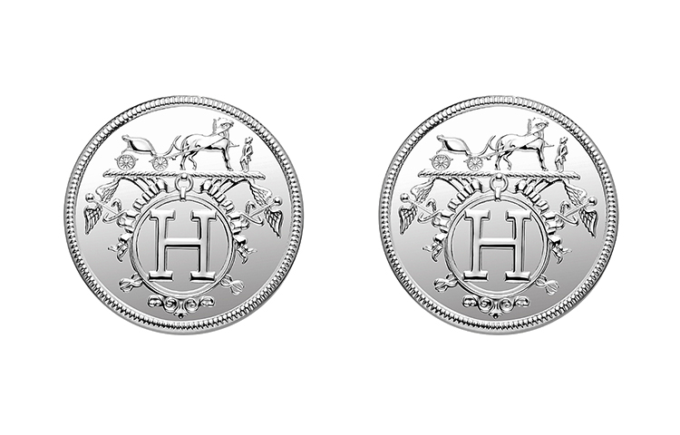 HERMES Ex-Libris 925 Silver Unisex Earrings H120542B-00