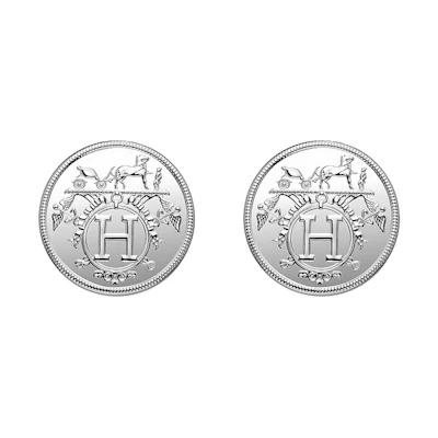 HERMES Ex-Libris 925 Silver Unisex Earrings H120542B-00