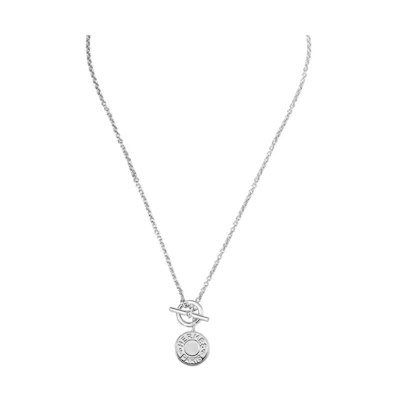 HERMES Ex-Libris Engraved Pendant Necklace 925 Silver Unisex Couple Design H104143B-00