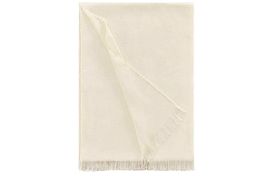 HERMES Ex-Libris Jacquard Long Scarf Ivory White H262494S-B4