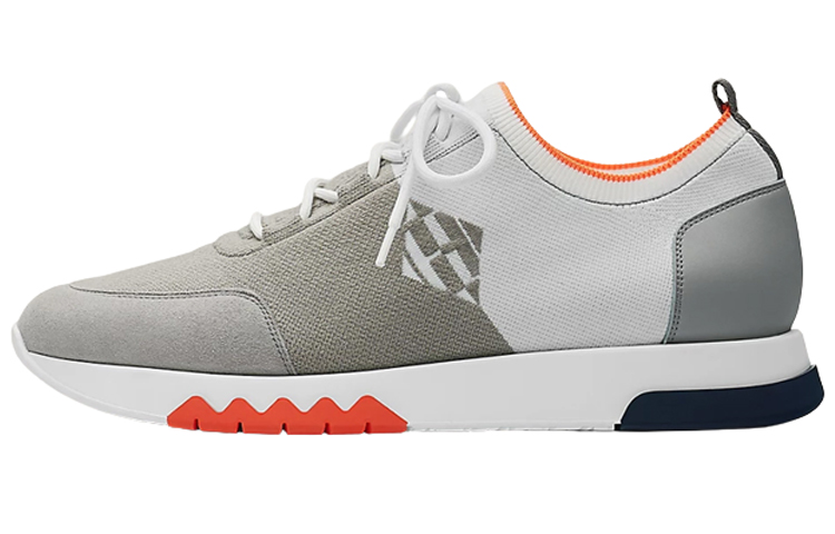 HERMES Exploit Knit Calfskin Sneakers 'Grey White' H221902Z-H30