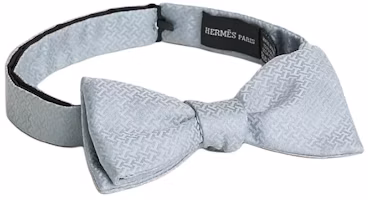 HERMES Faconnee Upside Down Silk Bow Tie Blue - Letter Pattern Design H846253Tv09 HERMES Faconnee Upside Down Silk Bow Tie Blue - Letter Pattern Design H846253Tv09