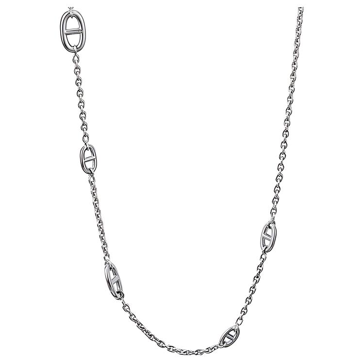 HERMES Farandole Minimalist 925 Silver Necklace Unisex H104568B-00