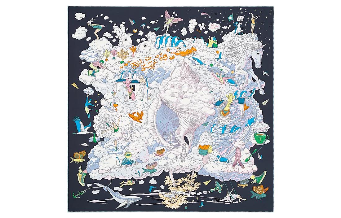 HERMES Fashion Creative Silk Scarf Unisex Multi-Color H003900S