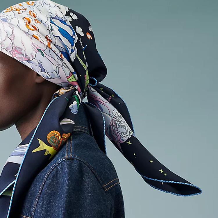 Lookbook HERMES Pañuelo de Seda Creativo Unisex Multicolor Moda. H003900S