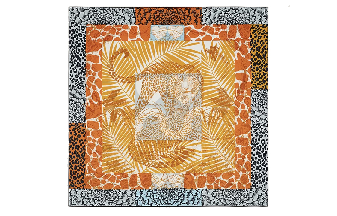 HERMES Fashion Trend Soft Versatile Silk Scarf Orange/Black. H983946S-06