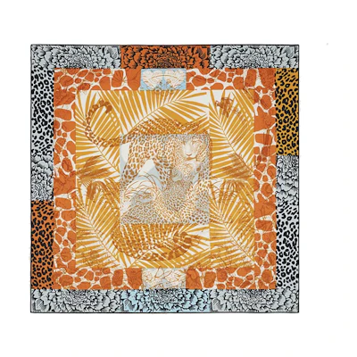 HERMES Fashion Trend Soft Versatile Silk Scarf Orange/Black. H983946S-06