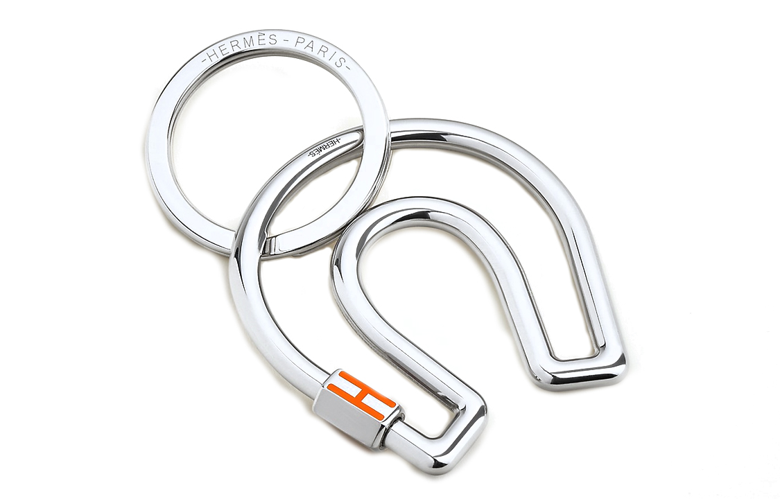 Order HERMES Ferrand Cheval Classic Keychain Unisex Silver/Orange. H077329FJ80