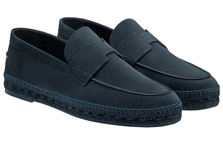 Order HERMES 愛馬仕 編繩 時尚休閒平底鞋 深藍色