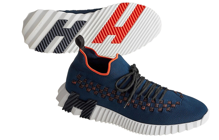 Shop HERMES Flex 'Blue Fashion Tie Low-Top' H222910Z-HI2