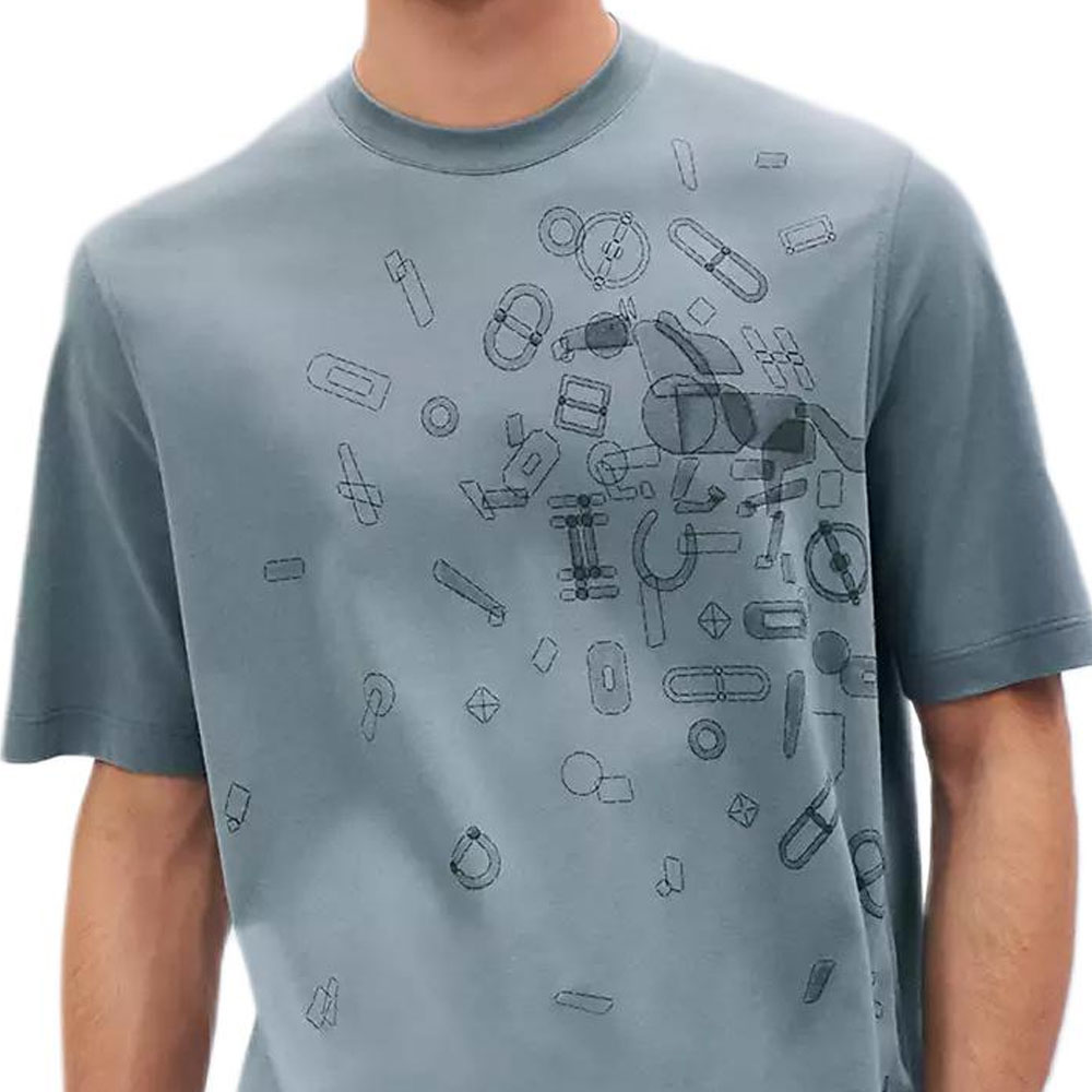 HERMES Fragments Equestres  Grey Cotton Crewneck T-Shirt H557910HA3K 圖 6