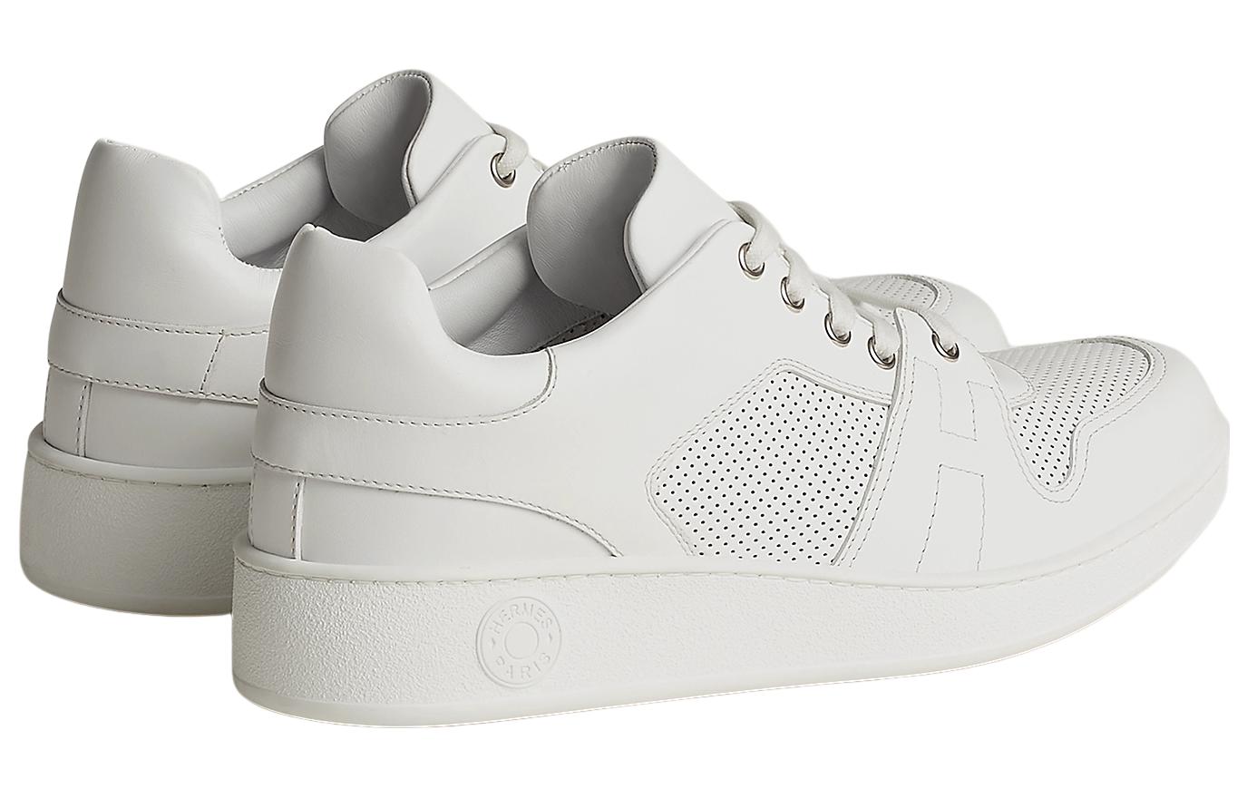 Lookbook HERMES Sepatu Kulit Betis Putih Low-Top H231787Z-H90