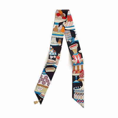 HERMES French Pastry Print Silk Scarf Unisex Couple Design Multi-Color H853336S 02