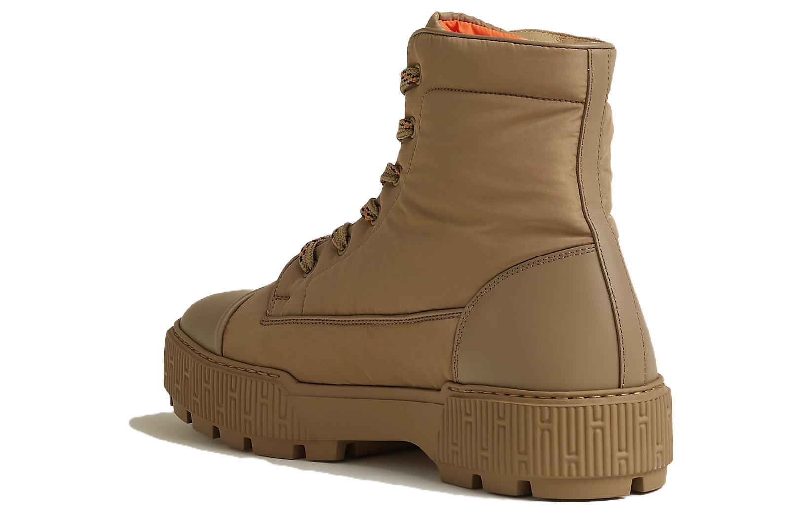 Shop HERMES But Kasut Kulit Anak Lembu Bertali Hujung Bulat 'Kuning' H222960Z-HC9