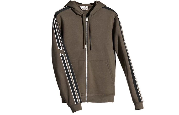 Hermes FW21 Color-Block Zip Hoodie Jacket in Pepper Color H167525HA0L
