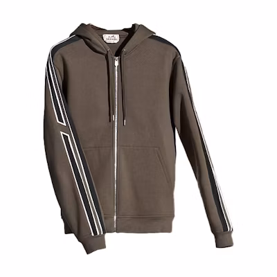 Hermes FW21 Color-Block Zip Hoodie Jacket in Pepper Color H167525HA0L