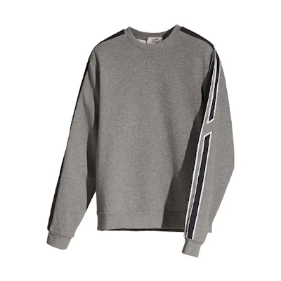 Hermes FW21 Grey Crewneck Sweatshirt with Shoulder Stripe Design H167515HA76