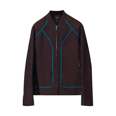 Hermes FW21 Loose-Fit Color-Block Long-Sleeve Jacket in Light Burgundy H162700HH49