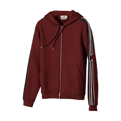 Hermes FW21 Run H Two-Tone Zip Hoodie Jacket Red H167525HA46