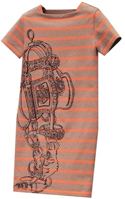 HERMES FW21 Striped Jersey Cotton Straight Short Sleeve Dress Orange H1H4501DN03 Buy HERMES FW21 Striped Jersey Cotton Straight Short Sleeve Dress Orange H1H4501DN03